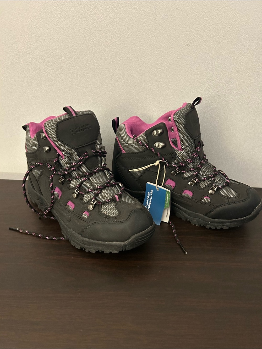 Women's Waterproof Gray and Pink Winter Hiking Boots